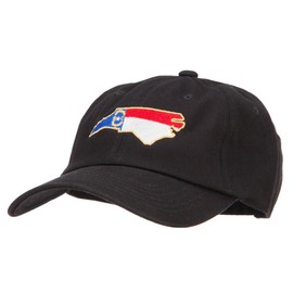 North Carolina State Flag Map Embroidered Unstructured Washed Cap - Black OSFM