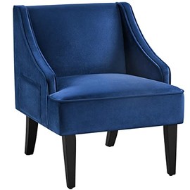 Yaheetech Skin-Friendly Velvet Barrel Chair Elegant Club Chair Accent Armchair Shaped Chair for Living Room Room Blue