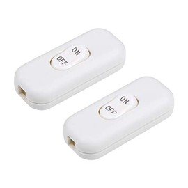 sourcing map Inline Cord Switch AC 250V 6A On-Off DPST Control Feed-Through Rocker Switch for Bedroom Table Lamp Desk Light, White (Pack of 2)