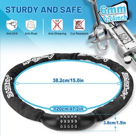 APECYC Bike Locks Heavy Duty Anti Theft, 5 Digit Combination Bike Chain Lock, 4FT Security Bicycle Lock Hardened Steel Square Chains for Bicycle, E-Bike, Motorcycle, Scooter, Gate