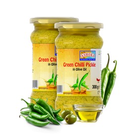 Ashoka 1932 | Traditional Indian Pickle | Green Chilis | All Natural | Vegan | Kosher Certified | Indian Condiment | Gourmet Pickle | Great with Rice & Snacks | 300 Grams (Pack of 2)