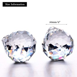 H&D HYALINE & DORA Glass Crystal Prism Ball Pendant Suncatcher Rainbow Maker Hanging Crystal Ball Prism Pendants for Windows,2"/50mm, Pack of 2