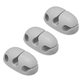 MECCANIXITY 3pcs Cable Clips Cord Organizer for Desk, 3 Slots Silicone Adhesive Cord Holders Organizer Cable Management for USB Charging Cable, Grey