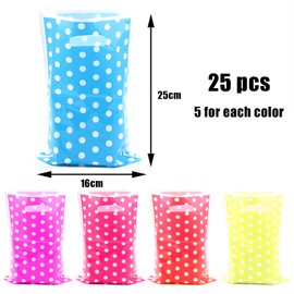 25 Pcs Kids Party Favors - Birthday Candy Bags, Polka Dot Pattern (5 Colors)