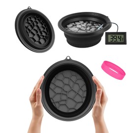 Face Bowl for Ice Bath, Portable ice face Bowl for Plunge tub, Gentle Cooling in Winter with thermometer headbands(Black)