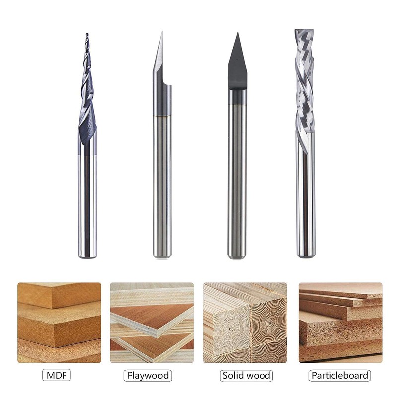 SpeTool Set of 4 1/8 Inch (3.175 mm) Shank Solid