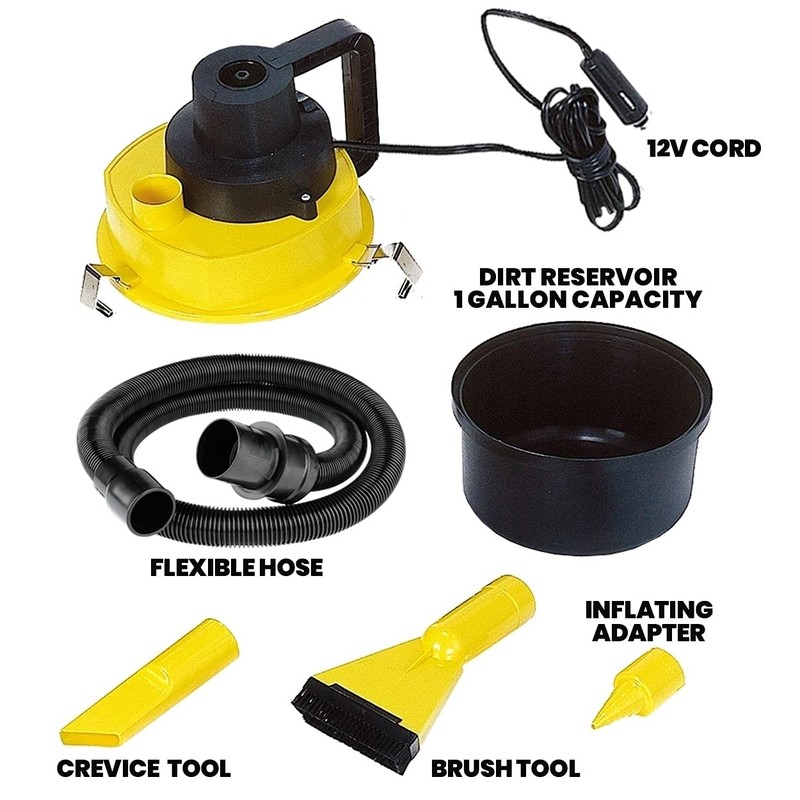 Koolatron 12 Volt Wet/Dry Canister Vacuum Cleaner - Handheld Car