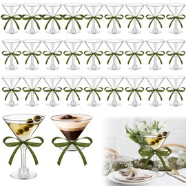 Rtteri 36 Pcs Sage Green Plastic Martini Glasses with Ribbon 5 oz