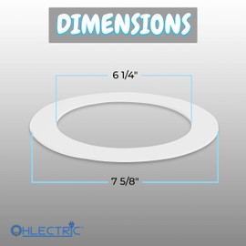 OHLECTRIC Goof Ring for Wall - LED Light Goof Ring for Ceiling and Wall Fixtures - Pack of 6 Recessed Trim Ring for Lights - Circular Ceiling Ring (White, 6" Goof Ring) - OL-39476