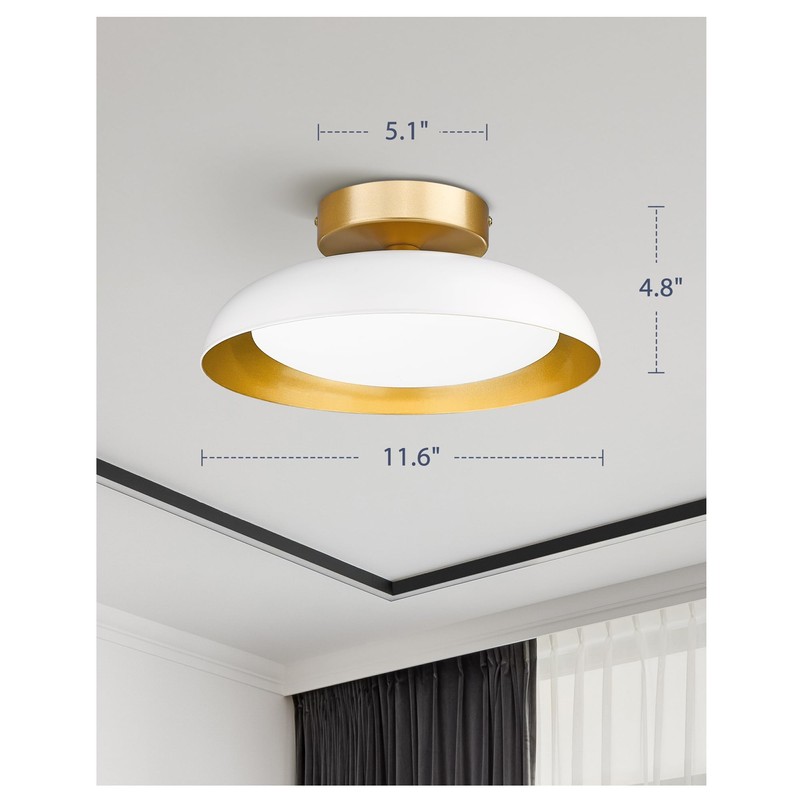 kudos White and Gold Ceiling Light Fixture 2 Pack, LED