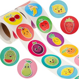 Tenare 500 Pcs Fruit Roll Stickers, Lovely Apple Orange Banana Pear Grapes Stickers for Teachers Classroom Rewards, Scrapbooking, DIY Crafts