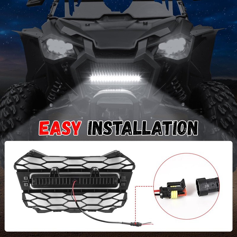 Front Mesh Grille with Adjustable LED Light Bar for Honda