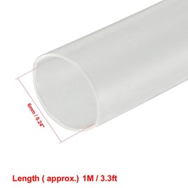 TOP-VIGOR 6mm Heat Shrink Tubing, 1M Length Heat Shrink Sleeving, 2:1 Ratio Heat Shrink Tube for Electrical Insulation, Repairs, Wrap Cable, Wire Connectors, Clear