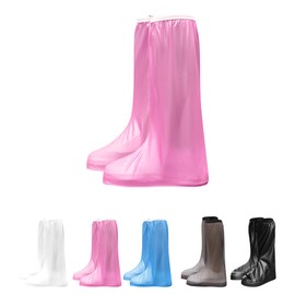 CAPASTEC Waterproof Shoe Cover, Rain Shoe Cover, 6 Sizes, 5 Colors to Choose from, High Cut, Rain Shoe Cover with Zipper, 1 Pair, Pink