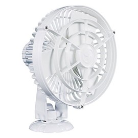 Caframo 817CA-WBX Kona 3-Speed Weatherproof White Marine Fan with Suction Cup, 12-Volt Lighter Plug