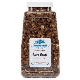 Harmony House Foods TRUE Dehydrated Pinto Beans -- Easy Cook (16 oz, Quart Size Jar)