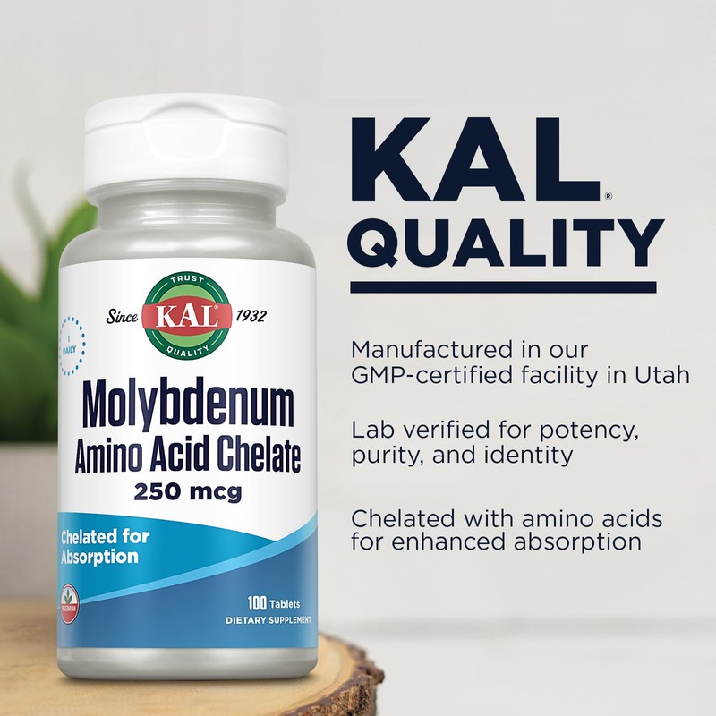 Kal 250 Mcg Molybdenum Chelated Tablets, 100 Count