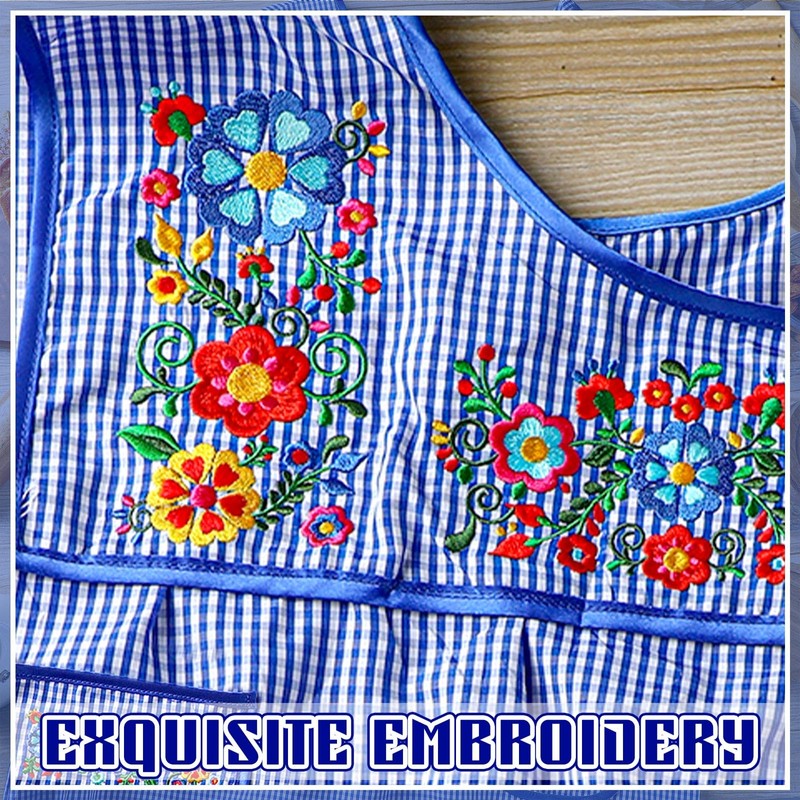 Coume Traditional Mexican Apron for Women with Pockets Kitchen Apron