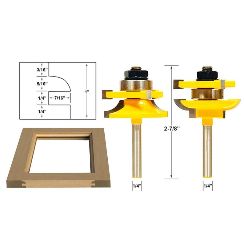 1/4-Inch Shank Woodworking Router Bit Cemented Carbide for Frame Door