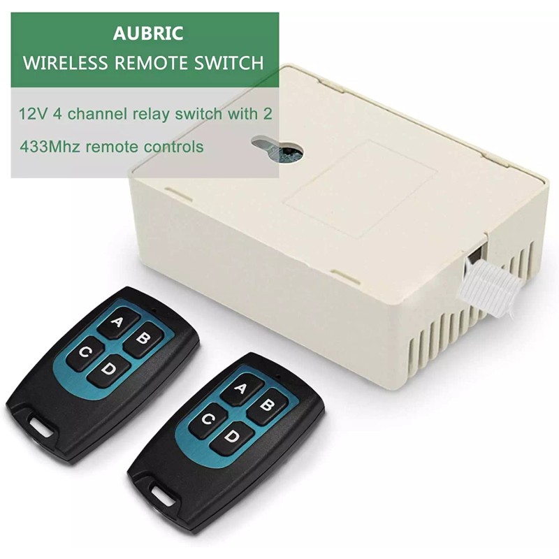 Aubric 12V Relay Remote Switch Wireless RF Remote Control Switch