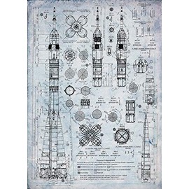 Super Secret Rocket Ship Blueprint Wall Decal - 36" tall x 24" wide
