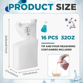 Yiyiring Measure Container Tip and Pour Measuring Containers Plastic Measuring Bottle, up to 4oz Measuring Capacity (32 oz,16 Pcs)
