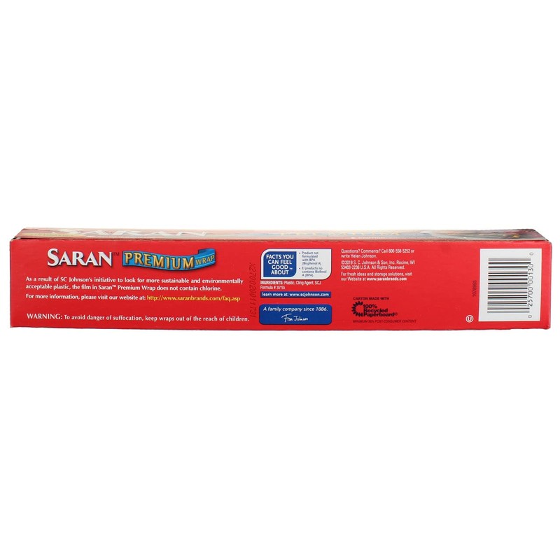 Saran Premium Plastic Wrap, 100 Sq Ft