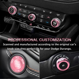 YOSRTER 6PCS Aluminum Air Conditioning Control Knob Cover for Dodge Durango Accessories 2021 2022 2023 2024 2025 2026 AC Climate Switch Volume Tune Adjust(Pink)