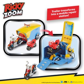 Ricky Zoom Maxwells Transforming Trailer Playset with Maxwell and Ricky, Ricky Zoom Action Figures, 4 & 3 Inch Action Figures, Kids Motorcycle Toy for Boys and Girls Aged 3+