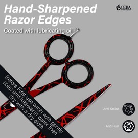 OCBA Professional Hairdressing Scissors 6 Inch Hair Cutting Scissors & Hair Scissors - Hair Scissors Perfect Design for Hairdressers & Salons - Hair Cutting Scissors for Men and Women (6 Inch Black