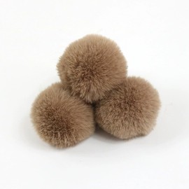 SYSUII Pack of 20 Fur Pompoms Faux Fur Pompom 4 cm Artificial Fur Pompoms for Knitted Hats and Beanies Bag Pendant Key Ring Pendants Crafts Raccoon Hair Ball Pendant DIY Khaki