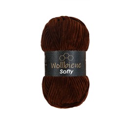 Wollbiene Softy 100 Gramm chenille wolle zum häkeln Strickwolle, Babywolle, Chenille Wolle Super Bulky crochet yarn (braun 84)