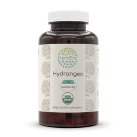 HerbEra Hydrangea USDA Organic 120 Capsules | Natural Herbal Supplement | Certified Organic Vegetarian Capsules and Organic Hydrangea (Hydrangea arborescens) Dried Root (120 Capsules)