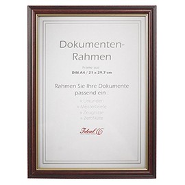 Ideal Document Picture Frame in Mahogany 21 x 29.7 DIN A4 Certificate Picture Photo Frame