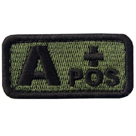 Type A + Tactical Blood Type Embroidered Velcro Patch Olive and Black
