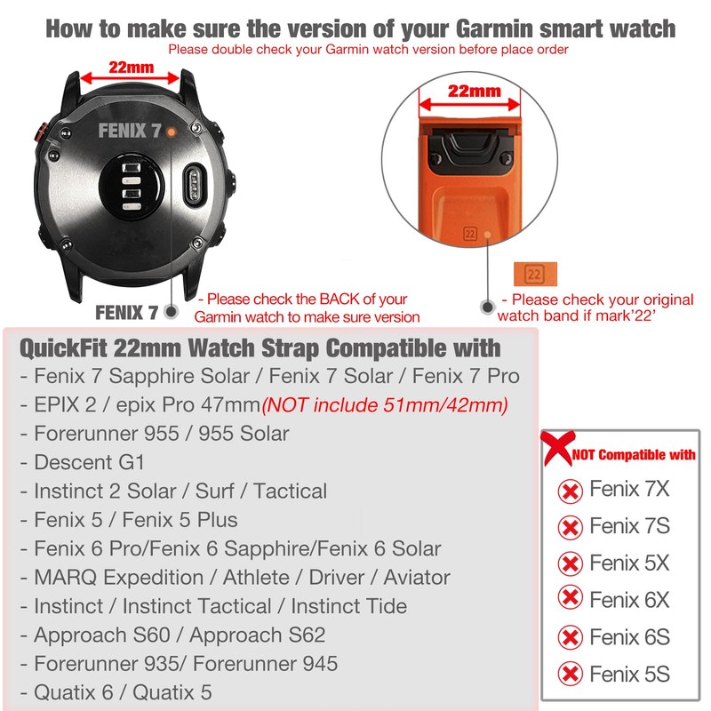 YOOSIDE Upgraded Quick Fit 22mm Nylon Watch Strap for Garmin