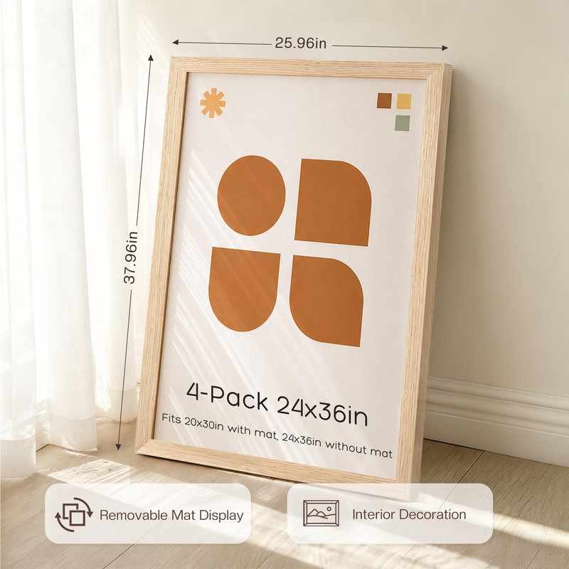 Solid Wood 24x36 Poster Frame, Gallery Wall Frame Set of