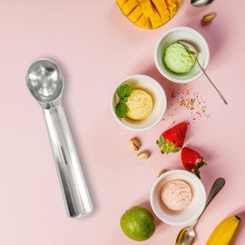 Fackelmann 21552 Ice Cream Scoop, Aluminium, Grey, 22.5 x 8 x 4 cm