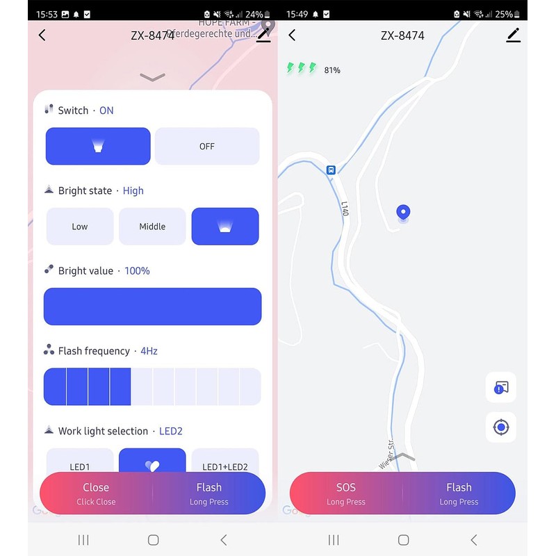 KryoLights Emergency Flashlight:12W 800 Lumens Smart Flashlight with SOS Emergency