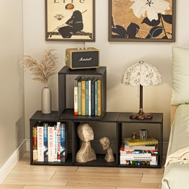 Dmevkic 2 Cube Organizer Book Shelfs DIY Variable Stackable Cube Storage Organizer for Kid Bedroom,Living Room,Small Bookshelf Black