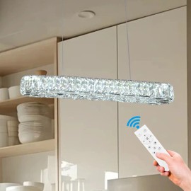 Modern Luxury Dining Chandelier Round Crystal Ceiling Lamp with Remote Control Nordic StyleDesign Style: Modern, Lamp Power(W): 25, Number of Lights: LED, Product Size: 54*47cm