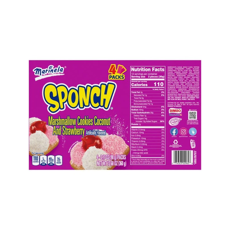 Marinela Sponch Marshmallow Cookies | 3 Pack | 12 Count
