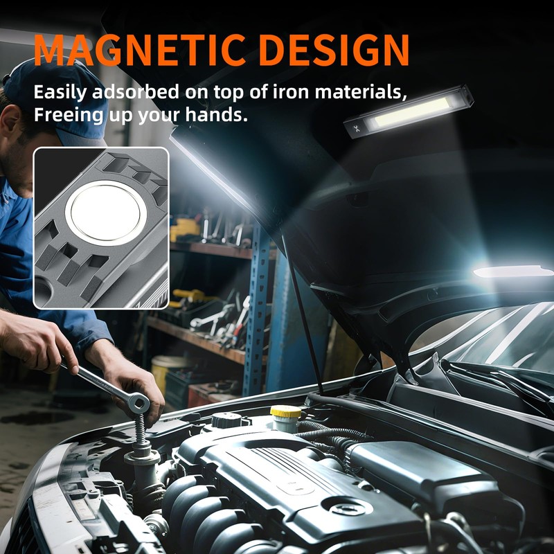 S SHUN CAN DA Magnetic LED Work Light,RechargeableFlashlight,6 Modes Portable