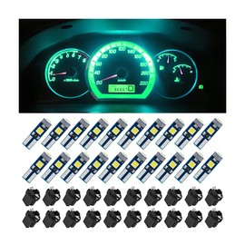 Bittwee T5 LED Lights for Car Dashboard, 20 Pcs 3030-3SMD LED Bulb with Twist Lock Socket, Super Bright Light Bulb for Instrument Cluster Panel Gauge Indicator