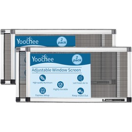 Yoochee Expandable Window Screen, 2 Pack Adjustable Window Screen (10" H x 19" - 36" W) - Small Replacement Window Screens with Frame, Durable Replacement Screen for Window