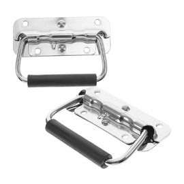 iplusmile 2Pcs Heavy Duty Metal Spring Loaded Handles with Rubber Grip Ergonomic Pull Handles for Toolboxes Equipment Cases and Industrial Use Foldable and Portable Design