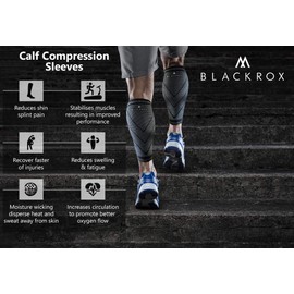 BLACKROX Calf Bandage Sport Runmed Performance V1 Calf Bandages Compression Stockings Calf Protectors Calf Compression Sleeve Running Socks, Black, S