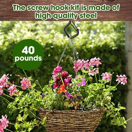 mizikuu Pack of 32 Screw Hooks, Stainless Steel, Hook Screws with Safety Black Hooks for Screwing in Hooks, Ceiling Hooks, Wall Hooks for Hanging, Pot Plants, Fairy Lights, Wind Chimes, Bird Houses