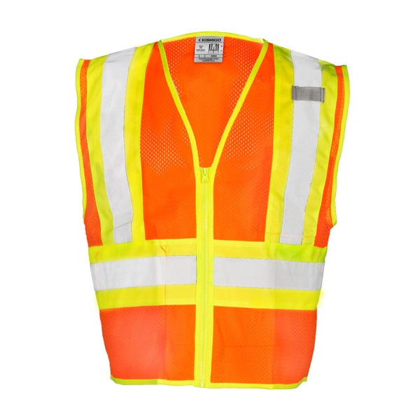 Kishigo 1055 Ultra-Cool Polyester Mesh Contrasting Vest, Large, Orange