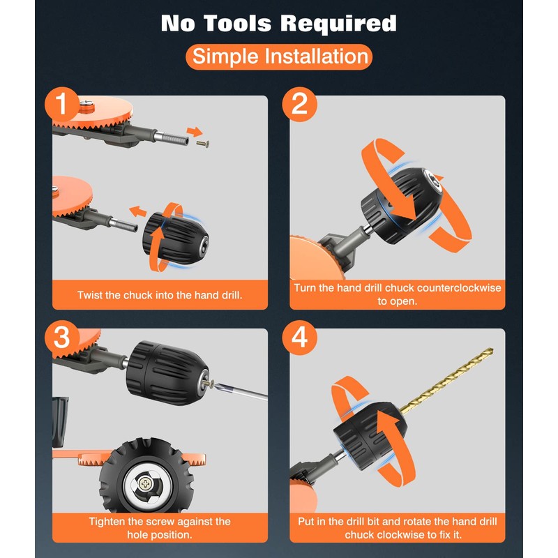 Housolution Hand Drill - 3/8" (10mm) Capacity Hand Drill with